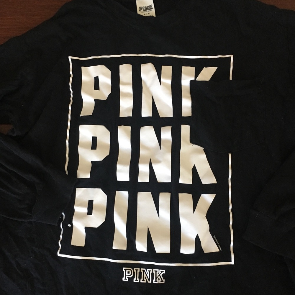 VS PINK black long sleeve with pocket